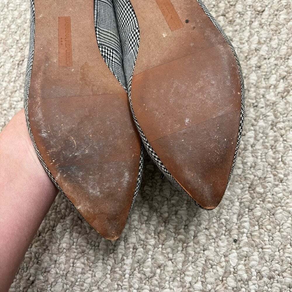 Banana republic flats bow pointed toe black white size 8 - Picture 8 of 8